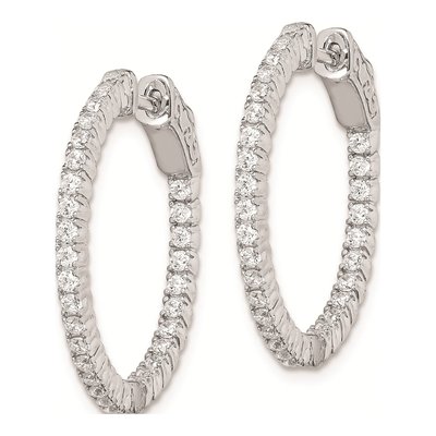 Sterling Silver 23mm CZ Inside-Out Hoop Earrings – view 3