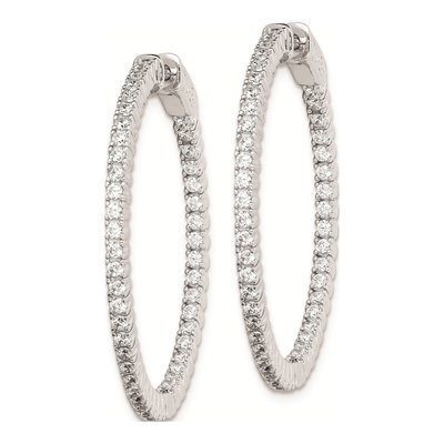 Sterling Silver 34mm CZ Inside-Out Hoop Earrings – view 3