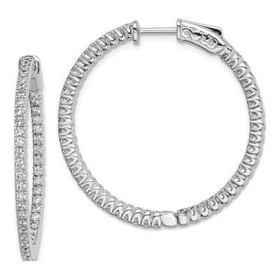 Sterling Silver 34mm CZ Inside-Out Hoop Earrings