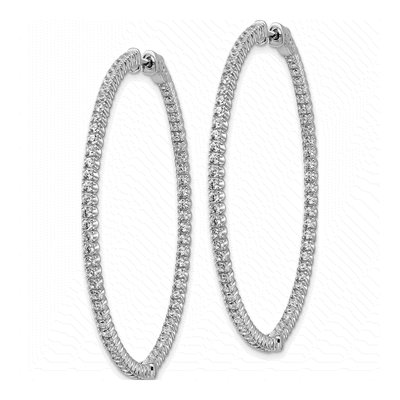Sterling Silver 50mm CZ Inside-Out Hoop Earrings – view 3