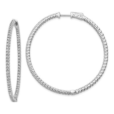 Sterling Silver 50mm CZ Inside-Out Hoop Earrings