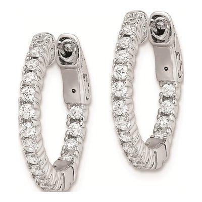 Sterling Silver 16mm CZ Inside-Out Hoop Earrings – view 3