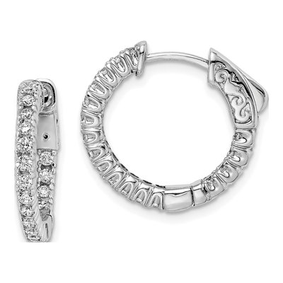 Sterling Silver 16mm CZ Inside-Out Hoop Earrings