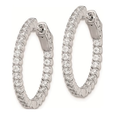 Sterling Silver 22mm CZ Inside-Out Hoop Earrings – view 3
