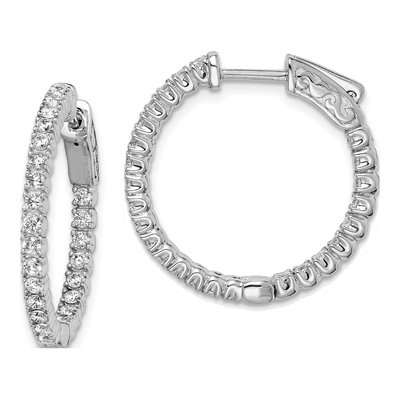 Sterling Silver 22mm CZ Inside-Out Hoop Earrings