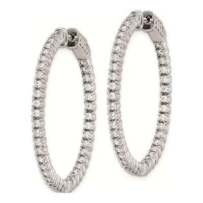 Sterling Silver 35mm CZ Inside-Out Hoop Earrings – view 3