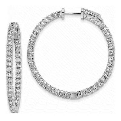 Sterling Silver 35mm CZ Inside-Out Hoop Earrings