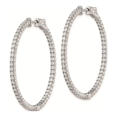 Sterling Silver 42mm CZ Inside-Out Hoop Earrings – view 3