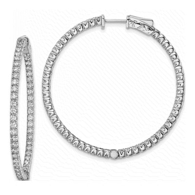 Sterling Silver 42mm CZ Inside-Out Hoop Earrings