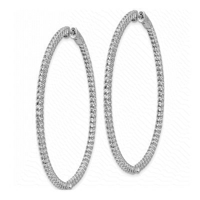 Sterling Silver 52mm CZ Inside-Out Hoop Earrings – view 3