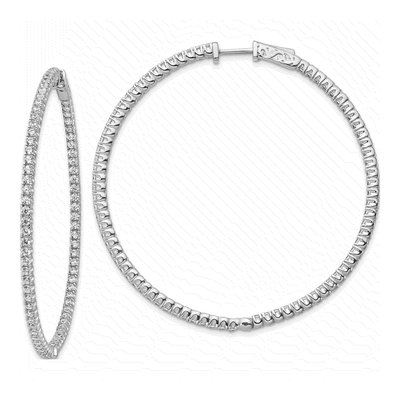 Sterling Silver 52mm CZ Inside-Out Hoop Earrings