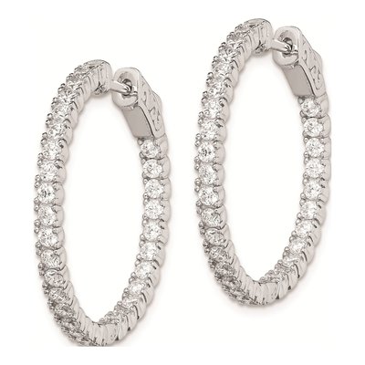 Sterling Silver 29mm CZ Inside-Out Hoop Earrings – view 3