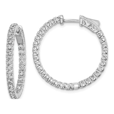 Sterling Silver 29mm CZ Inside-Out Hoop Earrings
