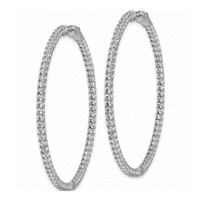 Sterling Silver 51mm CZ Inside-Out Hoop Earrings – view 3