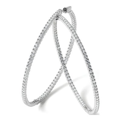 Sterling Silver 51mm CZ Inside-Out Hoop Earrings – view 6