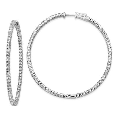 Sterling Silver 51mm CZ Inside-Out Hoop Earrings