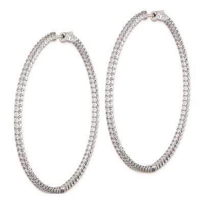 Sterling Silver 65mm CZ Inside-Out Hoop Earrings – view 3