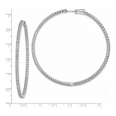 Sterling Silver 65mm CZ Inside-Out Hoop Earrings – view 5