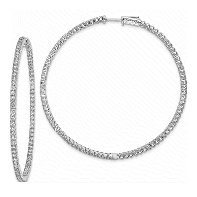 Sterling Silver 65mm CZ Inside-Out Hoop Earrings