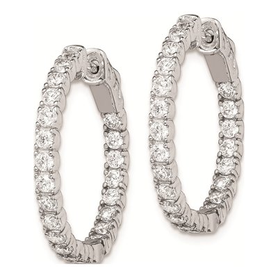 Sterling Silver 23mm CZ Inside-Out Hoop Earrings – view 3