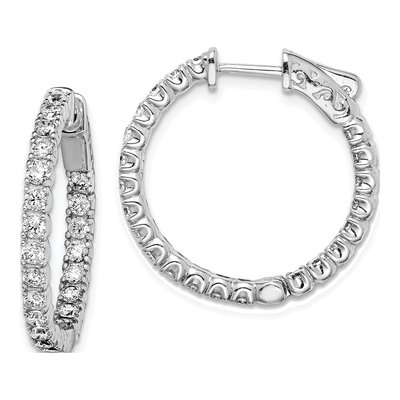 Sterling Silver 23mm CZ Inside-Out Hoop Earrings