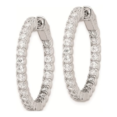 Sterling Silver 26mm CZ Inside-Out Hoop Earrings – view 3