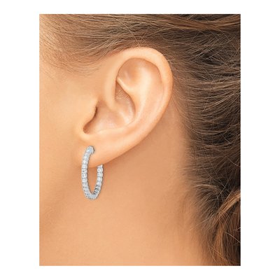 Sterling Silver 26mm CZ Inside-Out Hoop Earrings – view 4