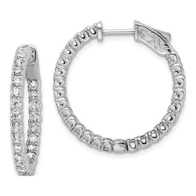Sterling Silver 26mm CZ Inside-Out Hoop Earrings