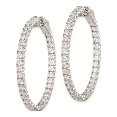 Sterling Silver 36mm CZ Inside-Out Hoop Earrings – view 3