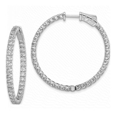 Sterling Silver 36mm CZ Inside-Out Hoop Earrings