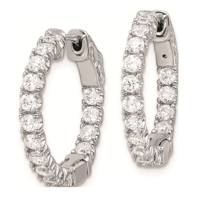 Sterling Silver 21mm CZ Inside-Out Hoop Earrings – view 3