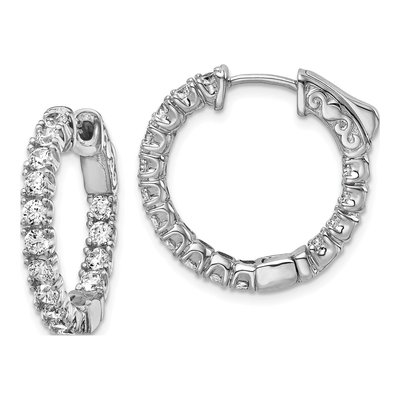 Sterling Silver 21mm CZ Inside-Out Hoop Earrings