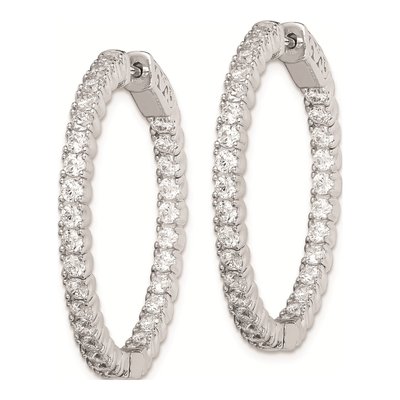 Sterling Silver 32mm CZ Inside-Out Hoop Earrings – view 3