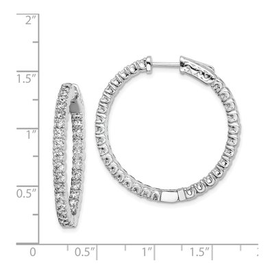 Sterling Silver 32mm CZ Inside-Out Hoop Earrings – view 5