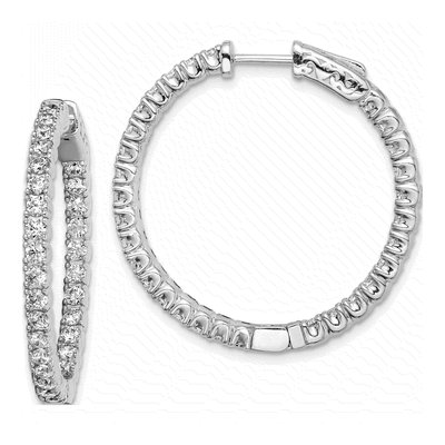 Sterling Silver 32mm CZ Inside-Out Hoop Earrings