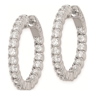 Sterling Silver 25mm CZ Inside-Out Hoop Earrings – view 3
