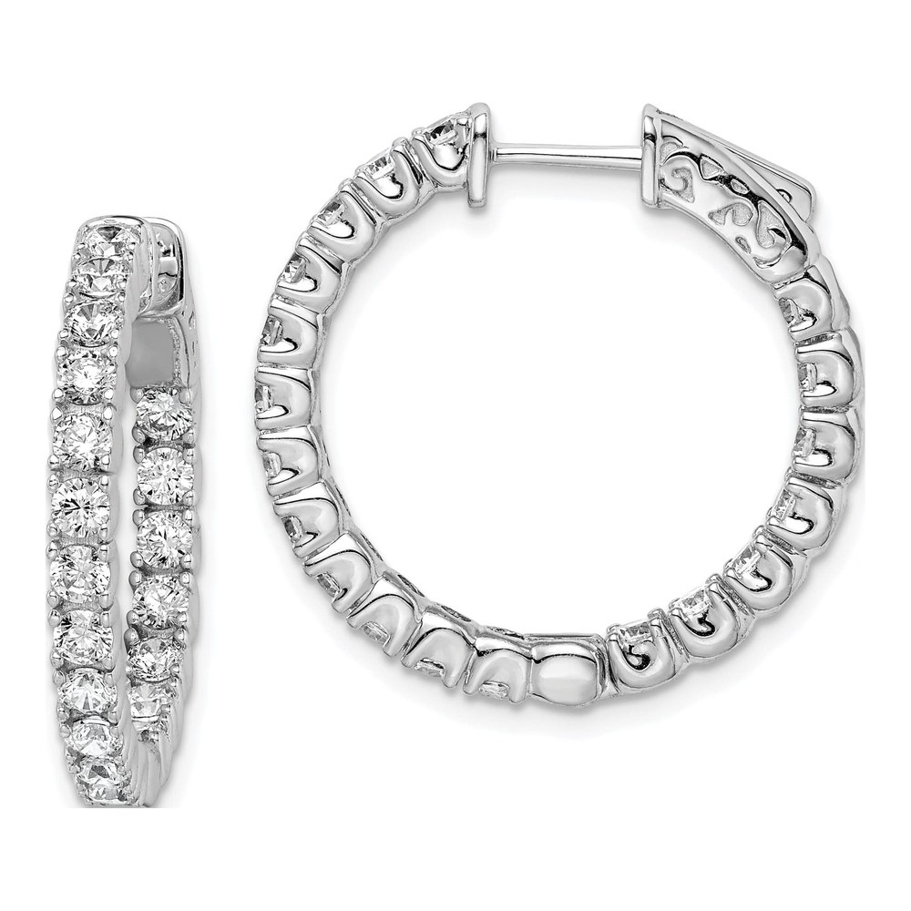 Sterling Silver CZ In & Out Hoop Earrings