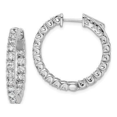 Sterling Silver 25mm CZ Inside-Out Hoop Earrings