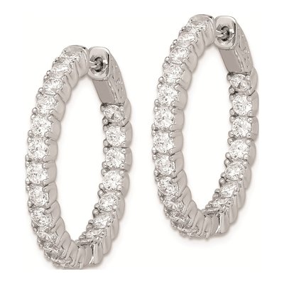 Sterling Silver 24mm CZ Inside-Out Hoop Earrings – view 3