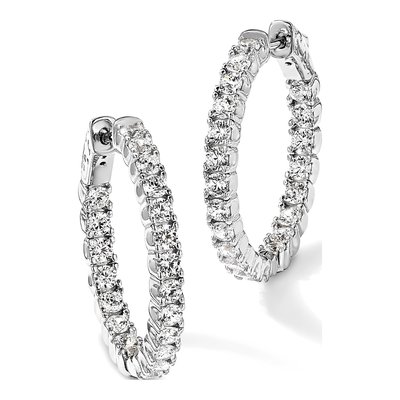 Sterling Silver 24mm CZ Inside-Out Hoop Earrings – view 6