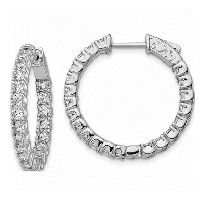 Sterling Silver 24mm CZ Inside-Out Hoop Earrings
