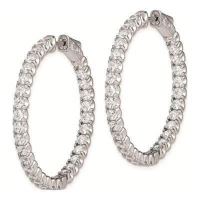 Sterling Silver 33mm CZ Inside-Out Hoop Earrings – view 3