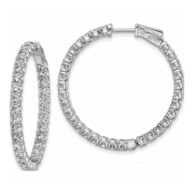 Sterling Silver 33mm CZ Inside-Out Hoop Earrings