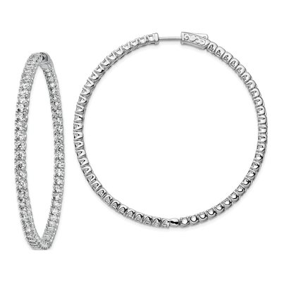 Sterling Silver 51mm CZ Inside-Out Hoop Earrings