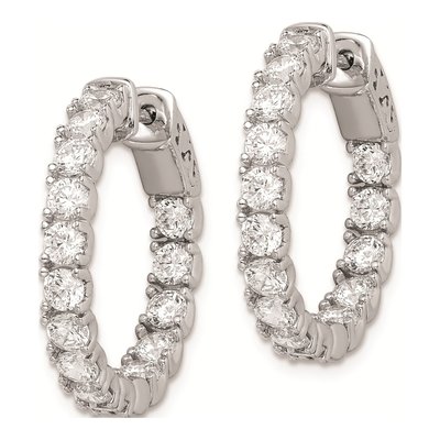 Sterling Silver 23mm CZ Inside-Out Hoop Earrings – view 3