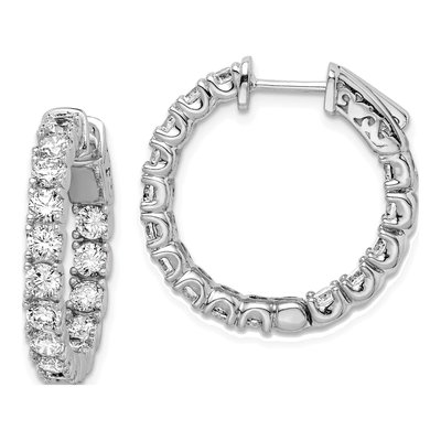 Sterling Silver 23mm CZ Inside-Out Hoop Earrings