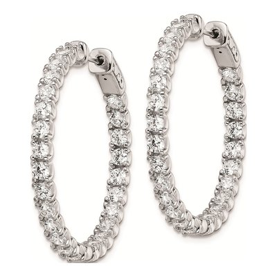 Sterling Silver 33mm CZ Inside-Out Hoop Earrings – view 3