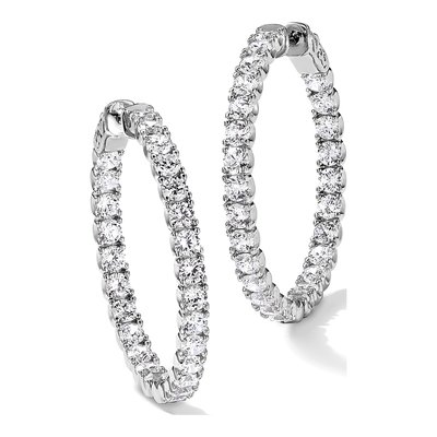 Sterling Silver 33mm CZ Inside-Out Hoop Earrings – view 6