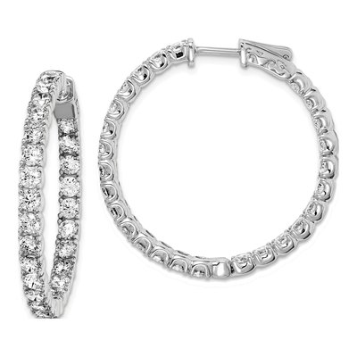 Sterling Silver 33mm CZ Inside-Out Hoop Earrings