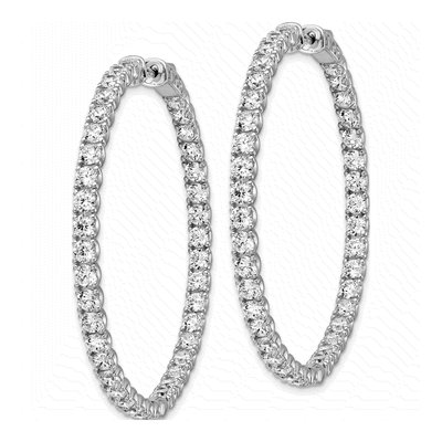 Sterling Silver 50mm CZ Inside-Out Hoop Earrings – view 3